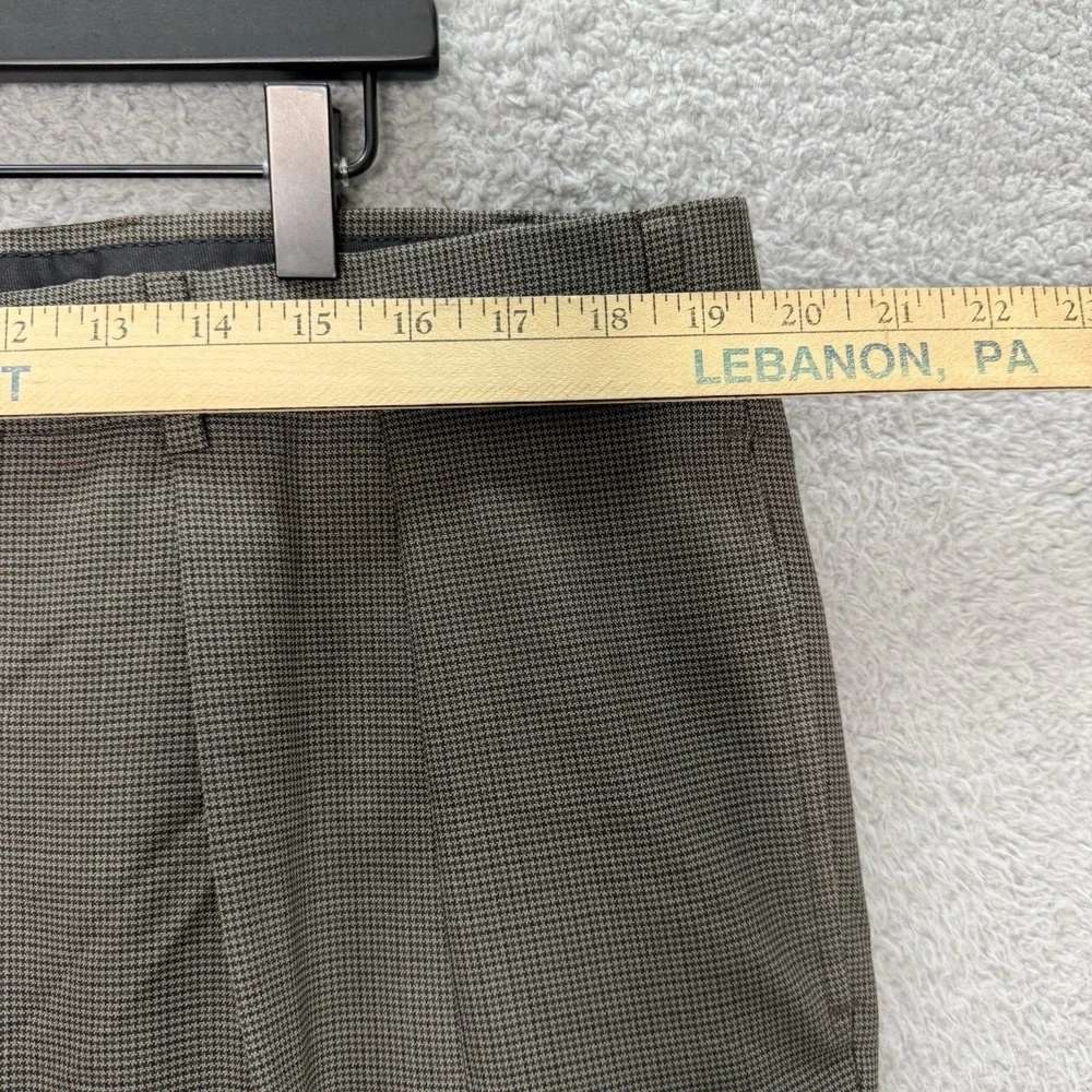 Vtg Brooks Brothers Wool Dress Pants 39x29 Brown Cuffed Houndstooth‎ Made In USA